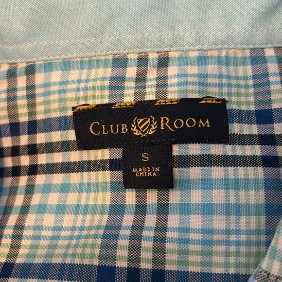 Club Room men’s blue plaid long sleeve button down shirt size small - Picture 7 of 8